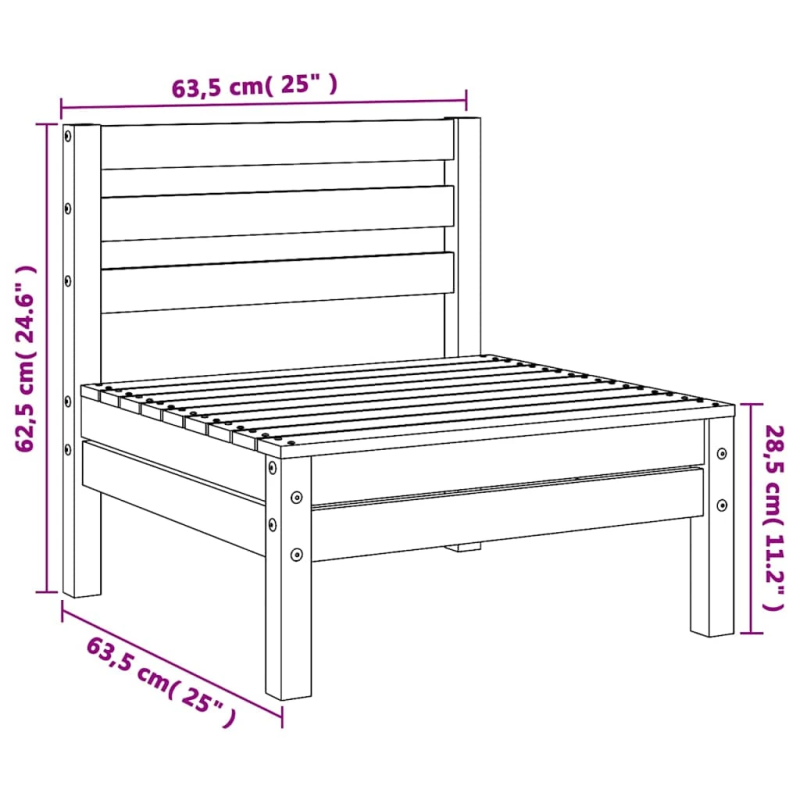 vidaXL vidējie dārza dīvāni, 4 gab., balti, priedes masīvkoks