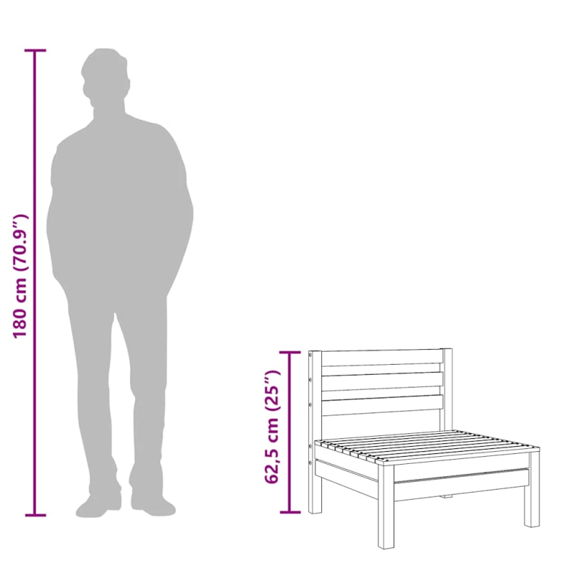vidaXL vidējie dārza dīvāni, 4 gab., medus brūni, priedes masīvkoks