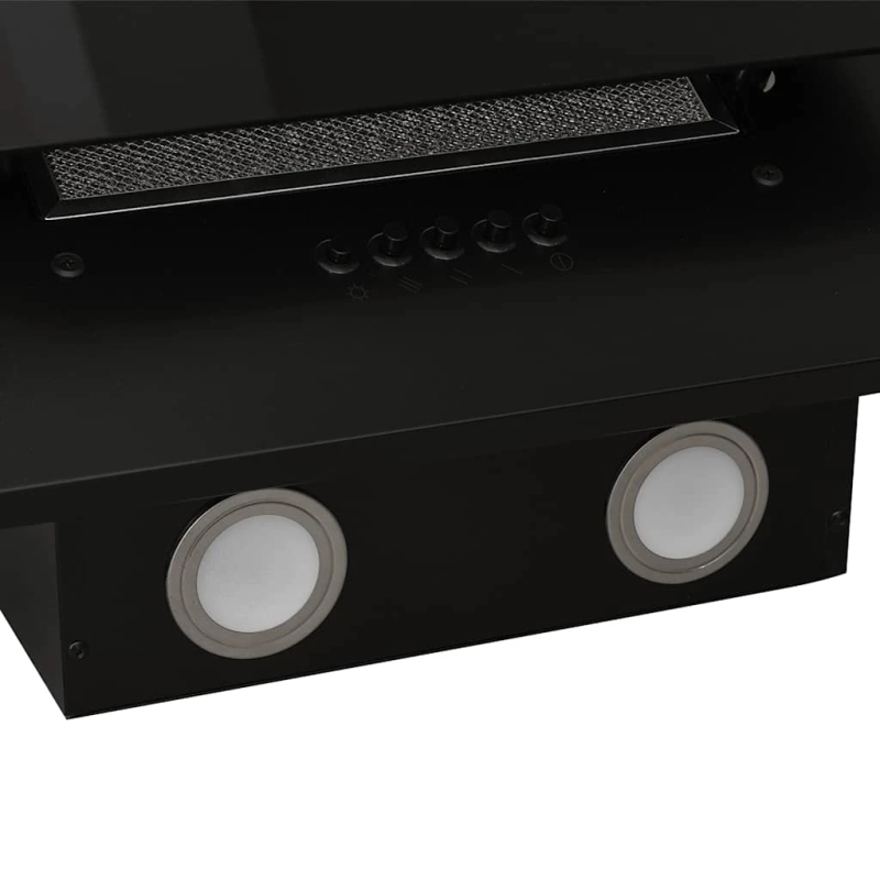 vidaXL tvaika nosūcējs, 60 cm, tērauds, rūdīts stikls, melns