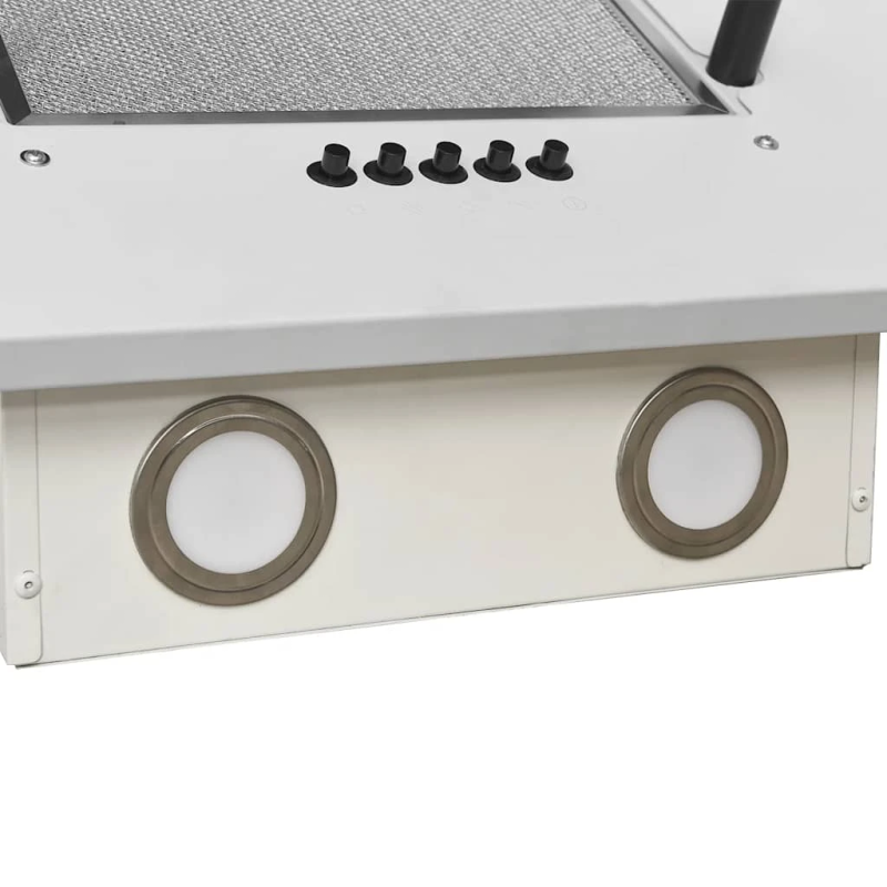 vidaXL tvaika nosūcējs, 60 cm, tērauds, rūdīts stikls, balts