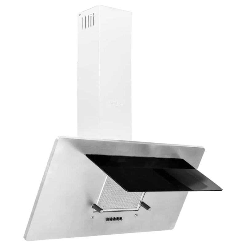 vidaXL tvaika nosūcējs, 90 cm, tērauds, rūdīts stikls, sudraba krāsa