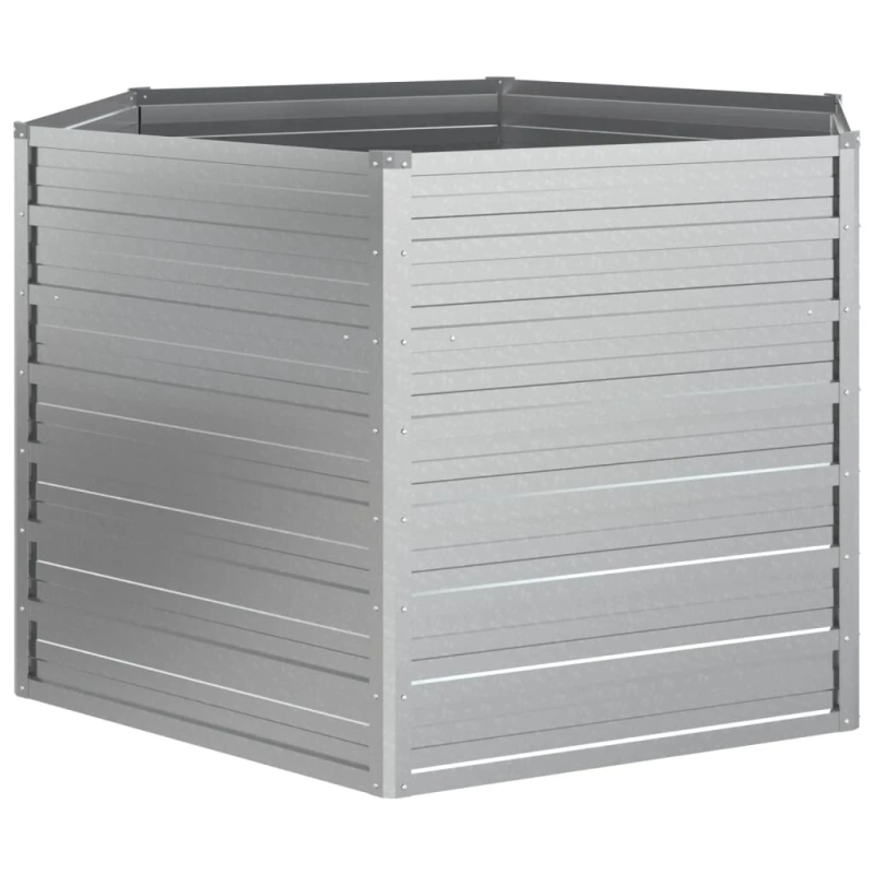 vidaXL augstā puķu kaste, 129x77 cm, cinkots tērauds, sudraba krāsa