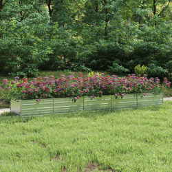 vidaXL augstā puķu kaste, 400x80x45 cm, cinkots tērauds, sudrabains