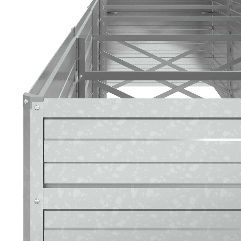 vidaXL augstā puķu kaste, 400x80x77 cm, cinkots tērauds, sudrabains