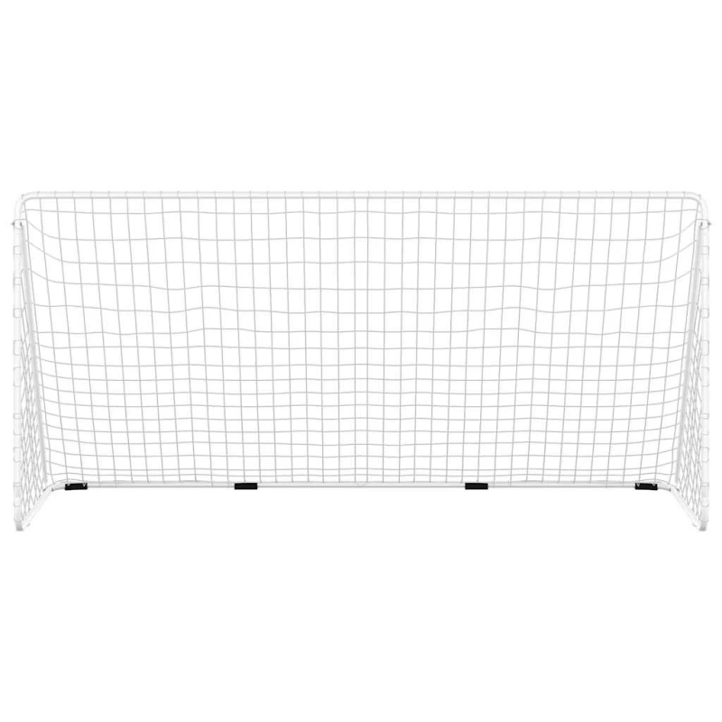 vidaXL futbola vārti ar tīklu, balti, 366x122x182 cm, tērauds