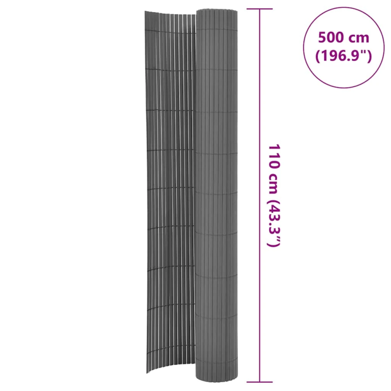 vidaXL dārza žogs, divpusējs, 110x500 cm, pelēks