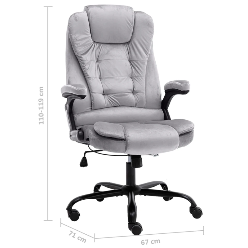 vidaXL biroja krēsls, gaiši pelēks samts