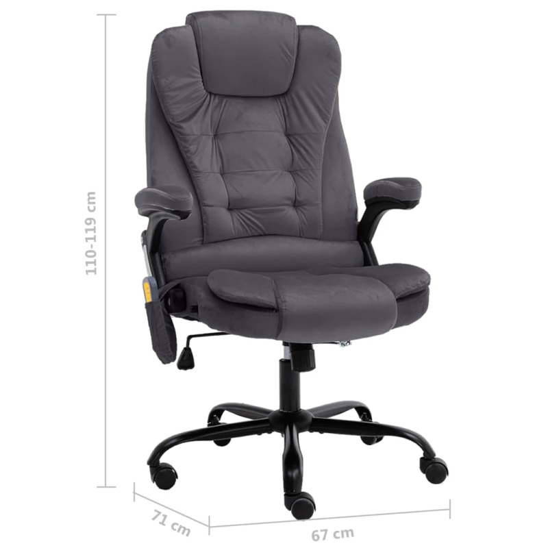 vidaXL biroja masāžas krēsls, tumši pelēks samts