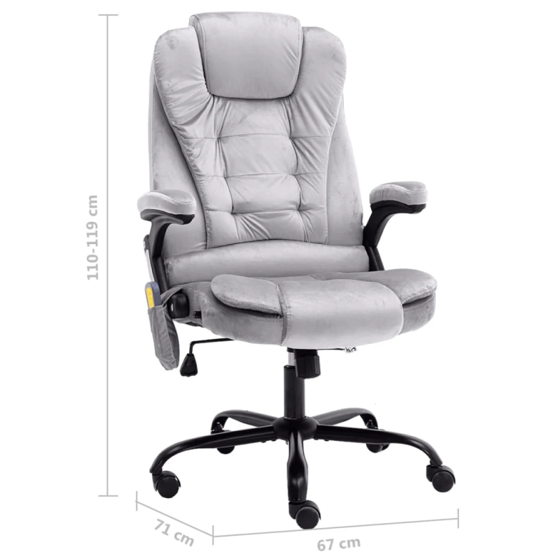 vidaXL biroja masāžas krēsls, gaiši pelēks samts