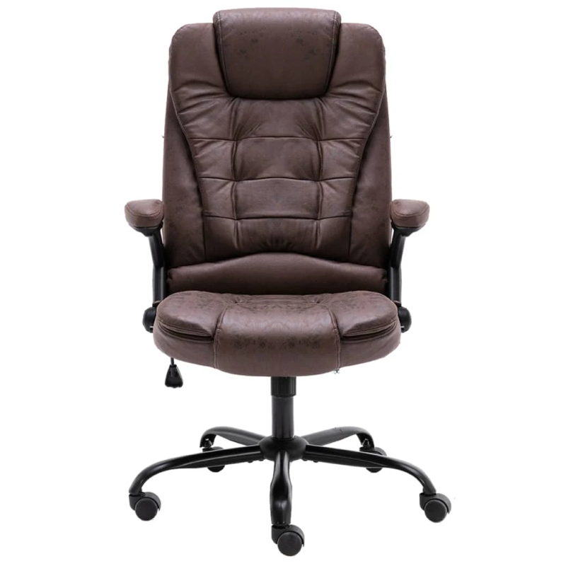 vidaXL biroja krēsls, tumši brūna mākslīgā zamšāda