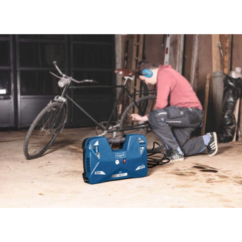 Bezeļļas kompresors Aircase, 2L tilpne + piederumi, Scheppach