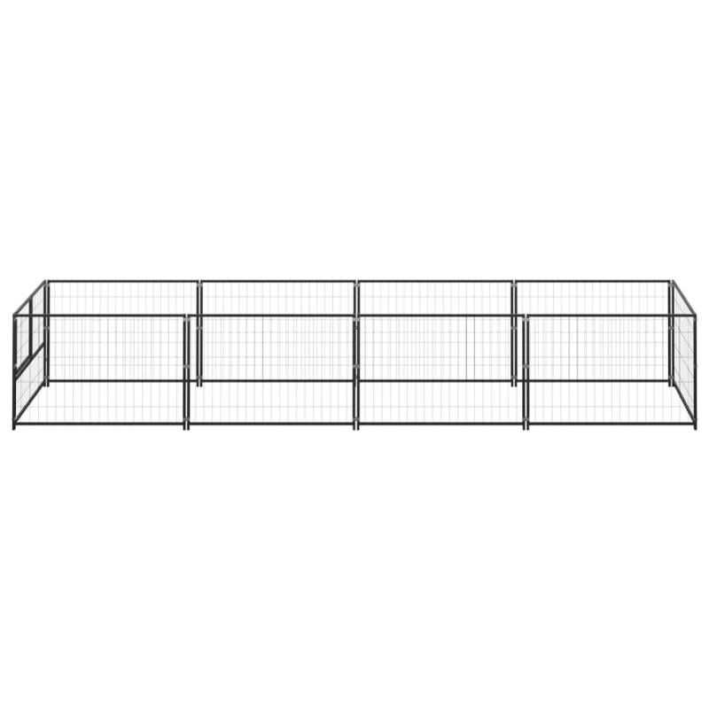 vidaXL suņu voljērs, melns, 4 m², tērauds