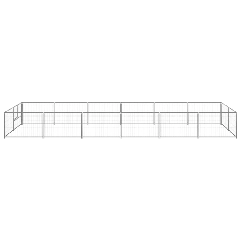 vidaXL suņu voljērs, sudraba krāsa, 12 m², tērauds