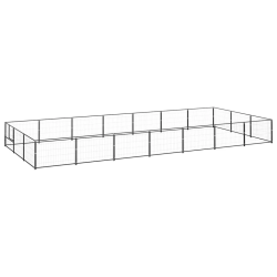 vidaXL suņu voljērs, melns, 21 m², tērauds