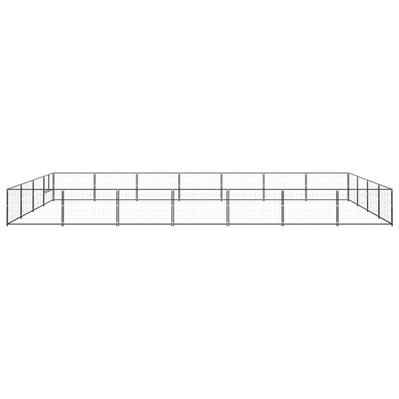 vidaXL suņu voljērs, melns, 28 m², tērauds