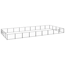 vidaXL suņu voljērs, melns, 36 m², tērauds