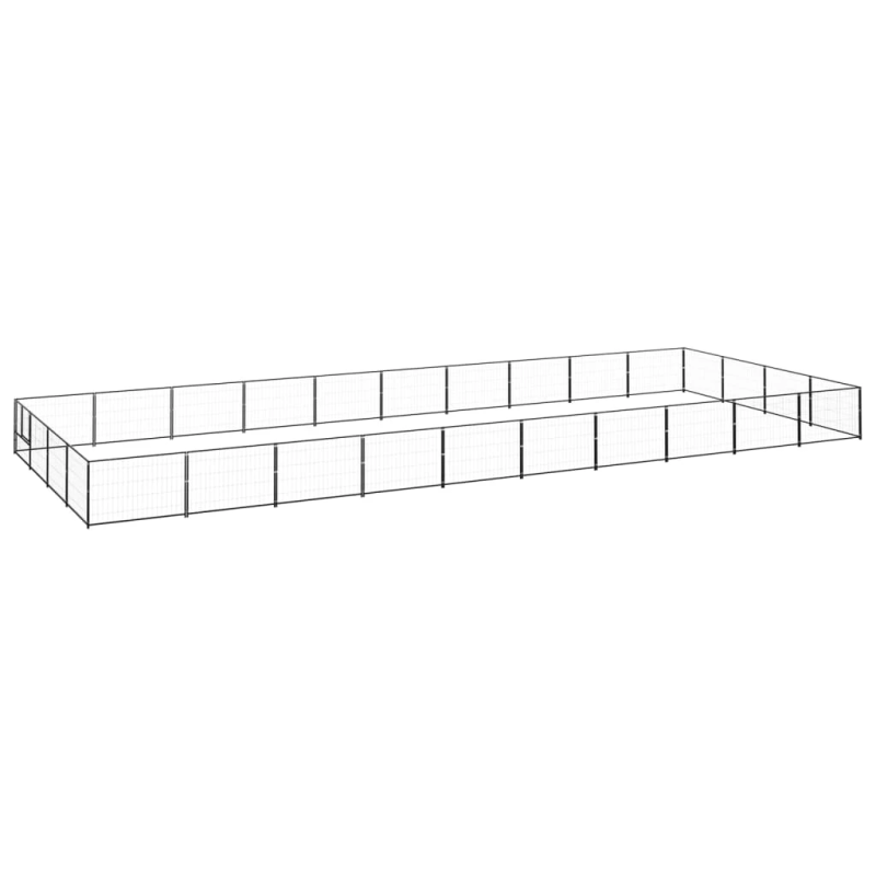 vidaXL suņu voljērs, melns, 40 m², tērauds
