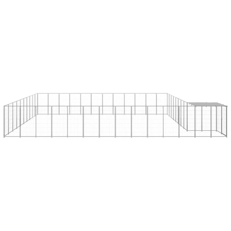 vidaXL suņu voljērs, sudraba krāsa, 37,51 m², tērauds