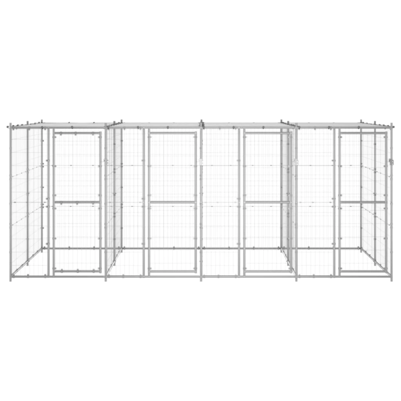 vidaXL suņu voljērs ar jumtu, 9,68 m², cinkots tērauds