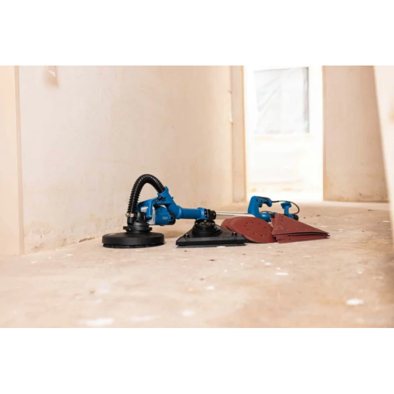 Slīpmašīna DS930, ar apaļu un trijstūra galvu un smilšpapīru, Scheppach