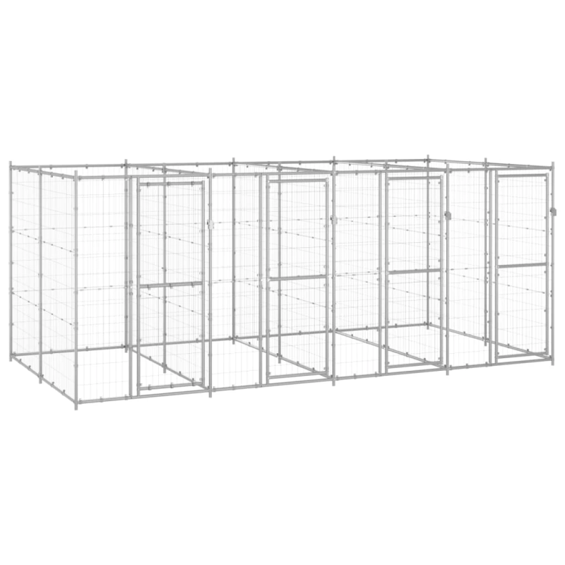 vidaXL suņu voljērs, 9,68 m², cinkots tērauds