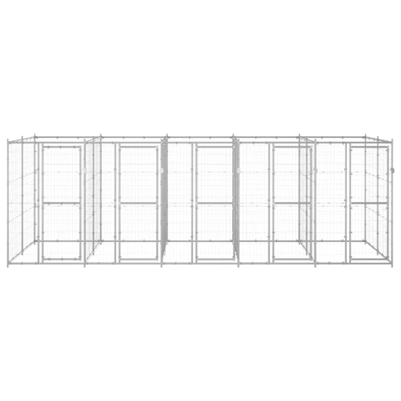 vidaXL suņu voljērs, 12,1 m², cinkots tērauds