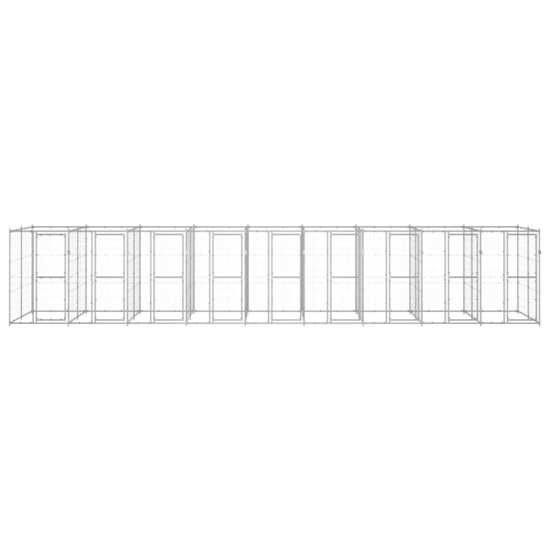 vidaXL suņu voljērs, 21,78 m², cinkots tērauds