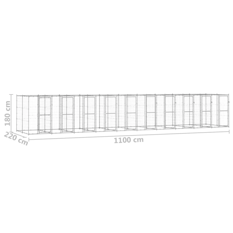 vidaXL suņu voljērs, 24,2 m², cinkots tērauds