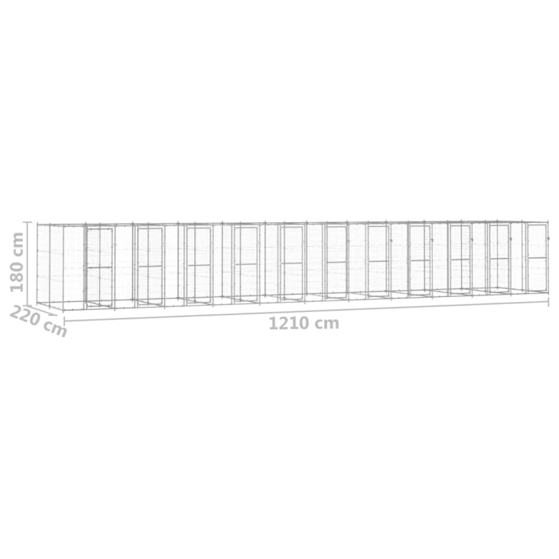 vidaXL suņu voljērs, 26,62 m², cinkots tērauds