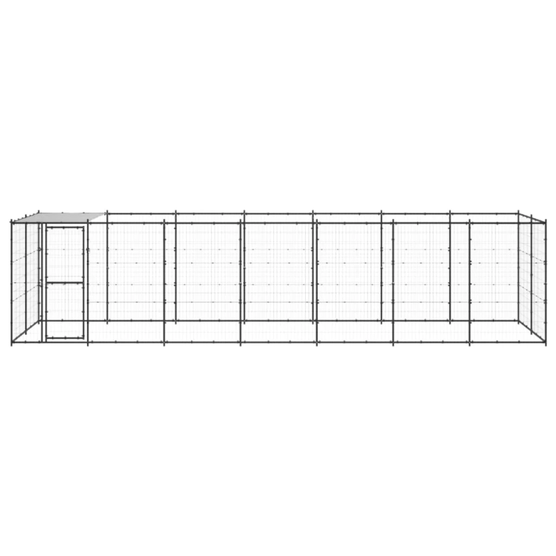 vidaXL suņu voljērs ar jumtu, 16,94 m², tērauds