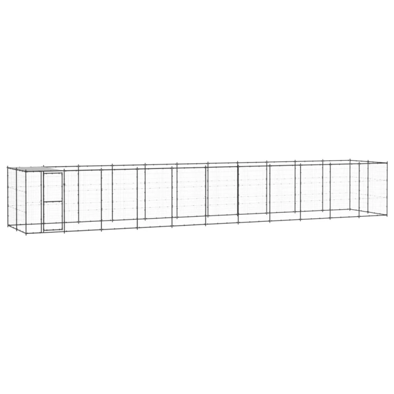 vidaXL suņu voljērs ar jumtu, 26,62 m², tērauds