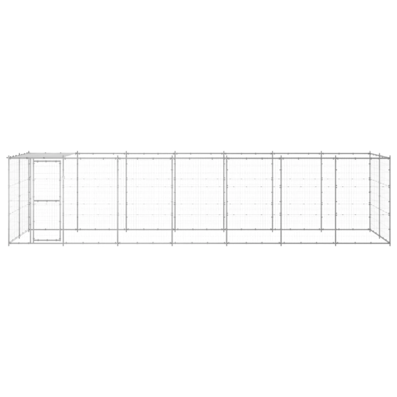 vidaXL suņu voljērs ar jumtu, 16,94 m², cinkots tērauds