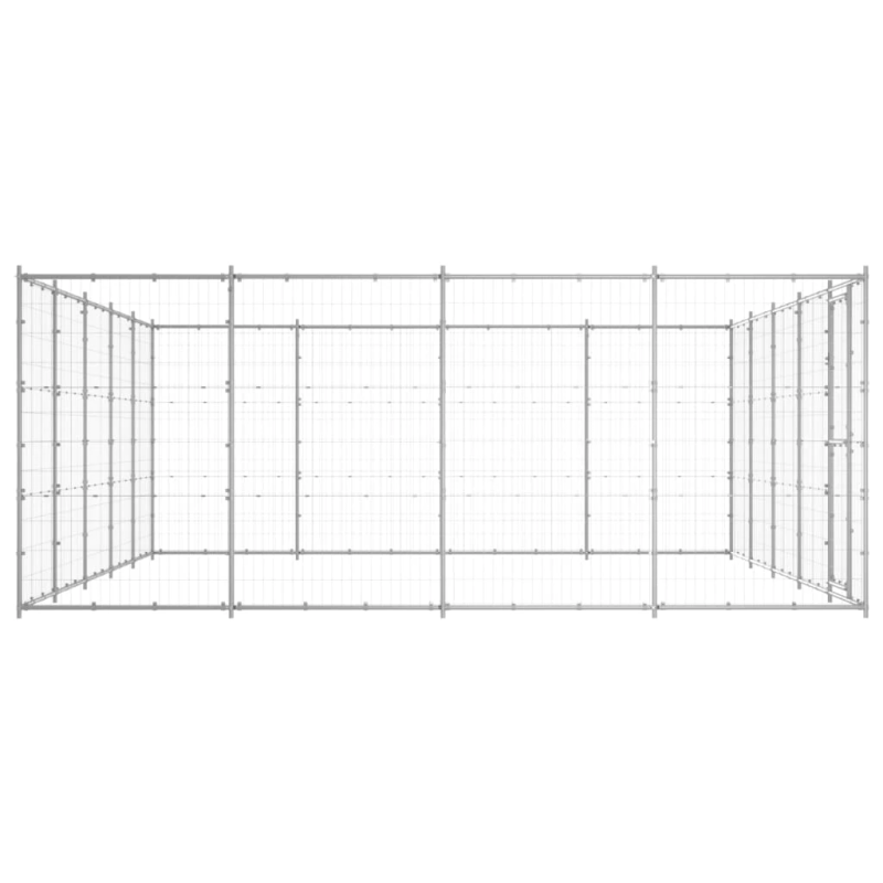 vidaXL suņu voljērs, 24,2 m², cinkots tērauds