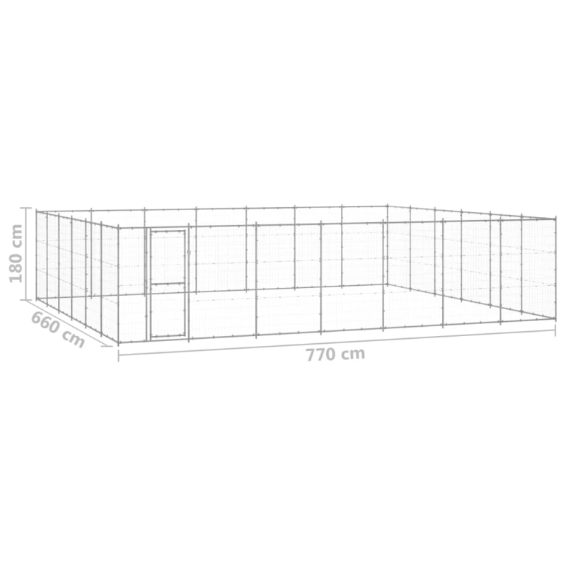 vidaXL suņu voljērs, 50,82 m², cinkots tērauds