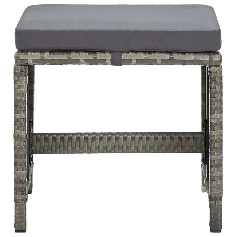 vidaXL dārza soliņi, 4 gab., ar matračiem, pelēka PE rotangpalma