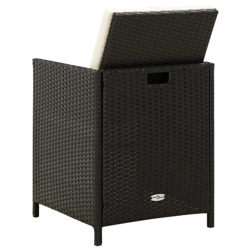 vidaXL 4-daļīgs dārza krēslu un soliņu komplekts, melna PE rotangpalma