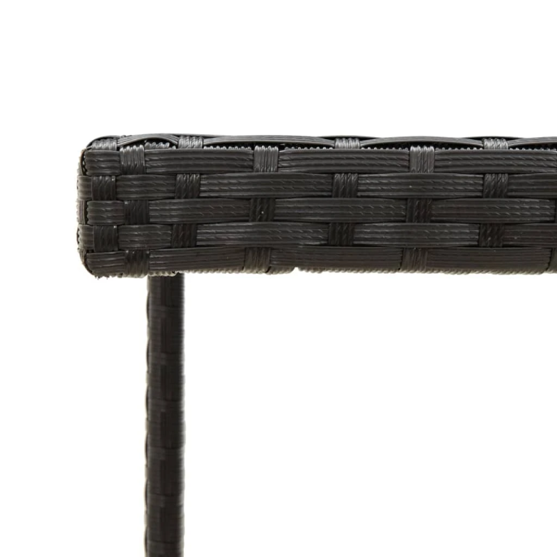 vidaXL dārza galds, melns, 109x107x74 cm, PE rotangpalma, stikls
