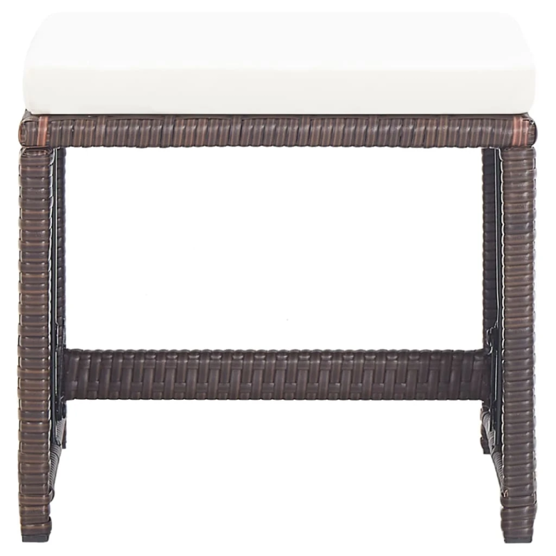 vidaXL dārza soliņi, 4 gab., ar matračiem, PE rotangpalma, brūni