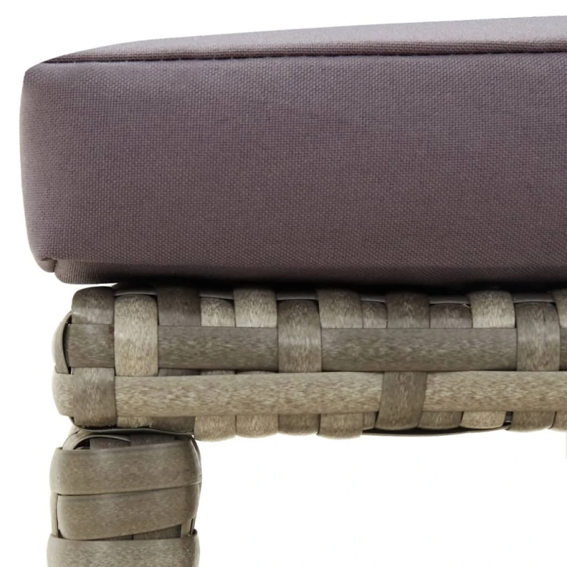 vidaXL dārza soliņi, 4 gab., ar matračiem, pelēka PE rotangpalma