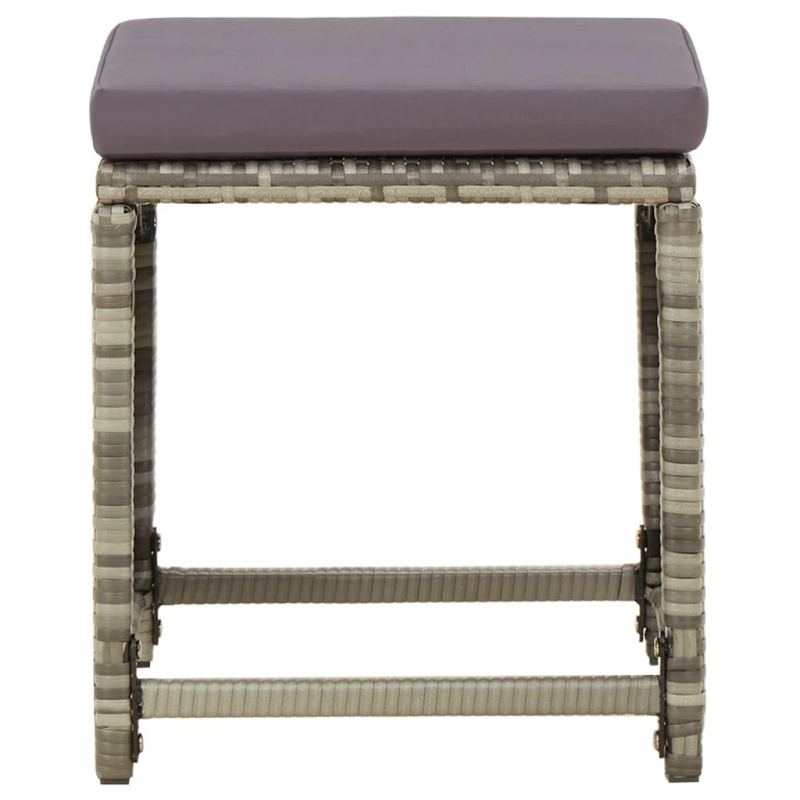 vidaXL dārza soliņi, 4 gab., ar matračiem, pelēka PE rotangpalma