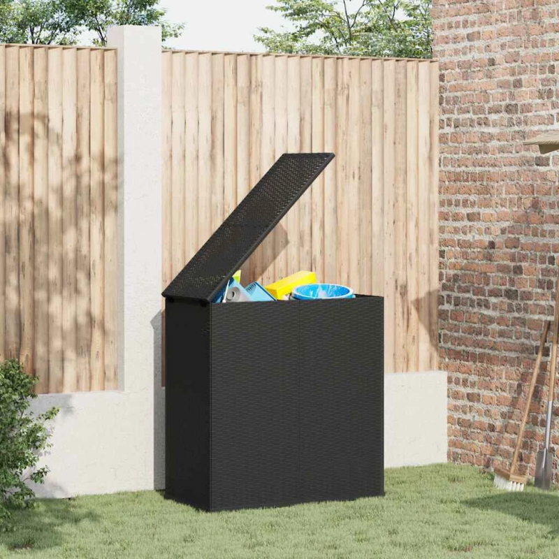 vidaXL dārza spilvenu kaste, 100x49x103,5 cm, melna PE rotangpalma