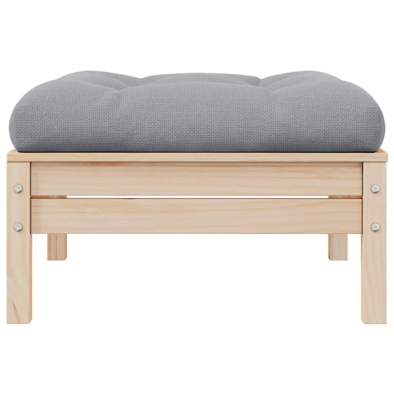 vidaXL dārza soliņš ar pelēku matraci, priedes masīvkoks