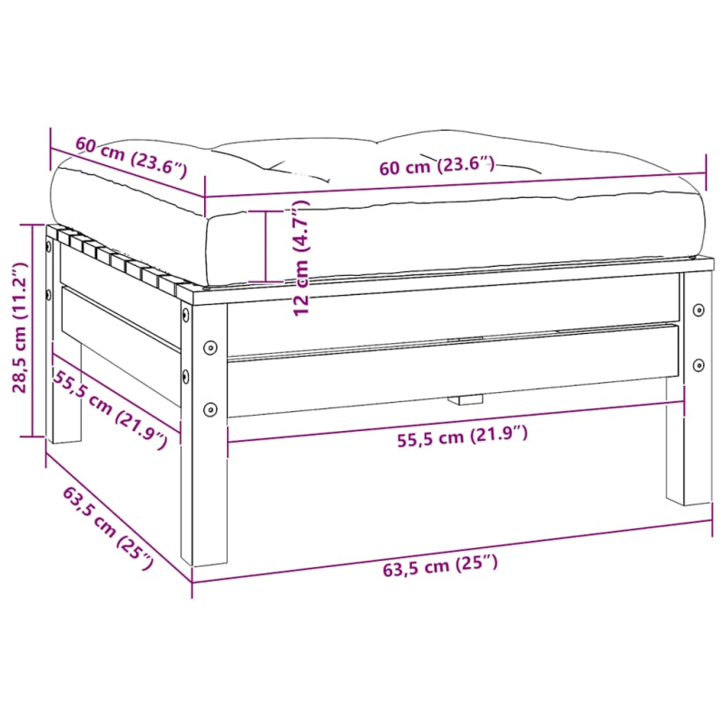 vidaXL dārza soliņš ar antracītpelēku matraci, pelēks priedes koks