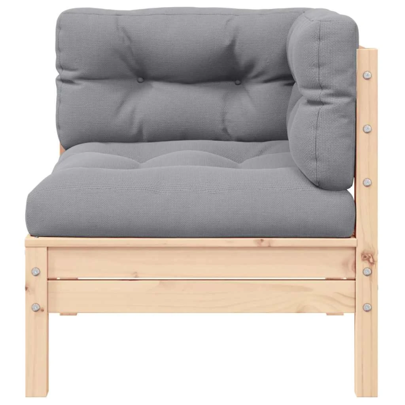 vidaXL 2-vietīgs dārza dīvāns ar pelēkiem spilveniem, priedes koks