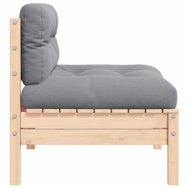 vidaXL 2-vietīgs dārza dīvāns ar pelēkiem spilveniem, priedes koks