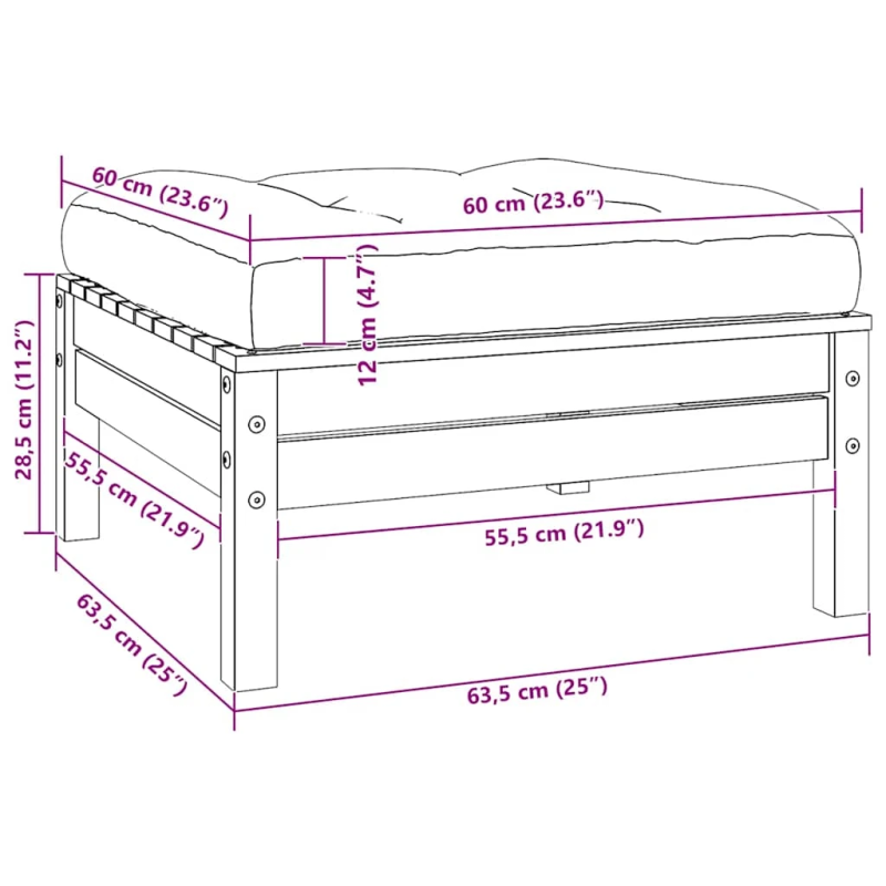 vidaXL 2-vietīgs dārza dīvāns ar spilveniem, balts priedes masīvkoks