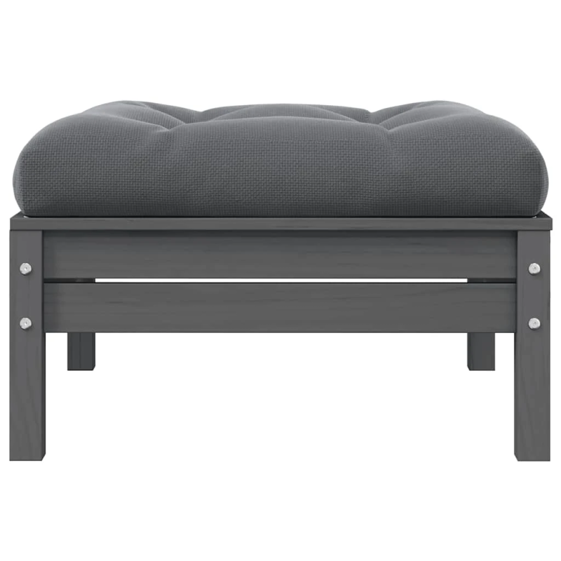 vidaXL 2-vietīgs dārza dīvāns ar spilveniem, pelēks priedes masīvkoks