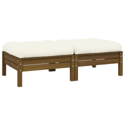 vidaXL 2-vietīgs dārza dīvāns ar krēmkrāsas spilveniem, priedes koks