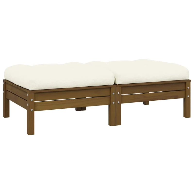 vidaXL 2-vietīgs dārza dīvāns ar krēmkrāsas spilveniem, priedes koks