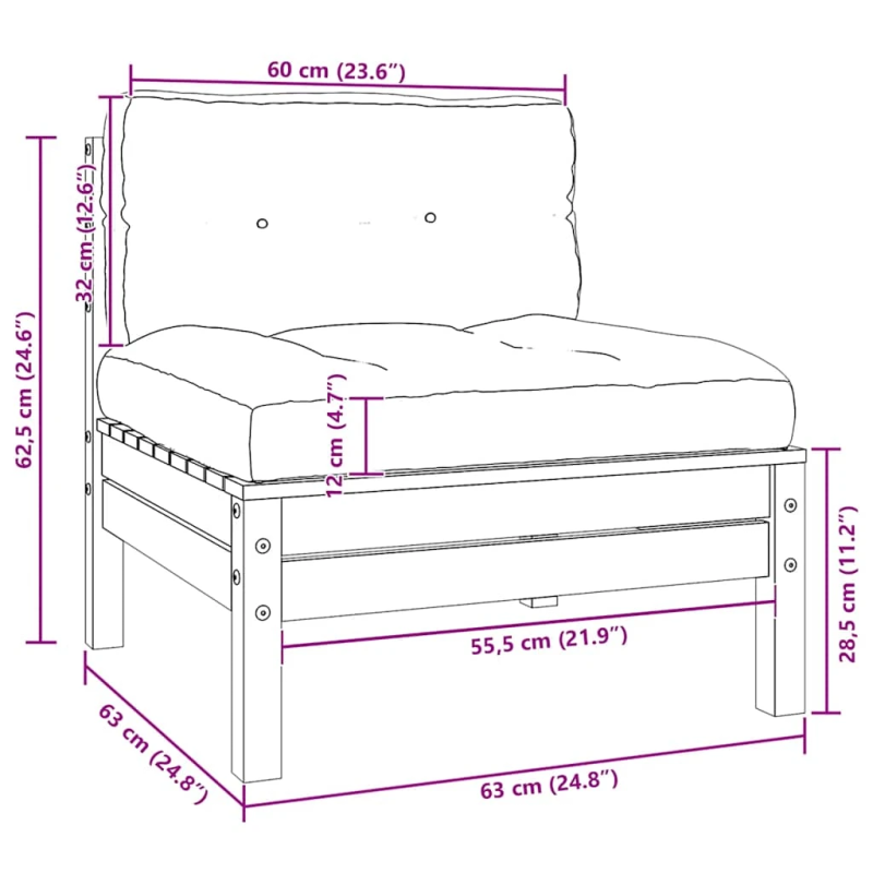 vidaXL 3-daļīgs dārza mēbeļu komplekts ar pelēkiem matračiem, priede